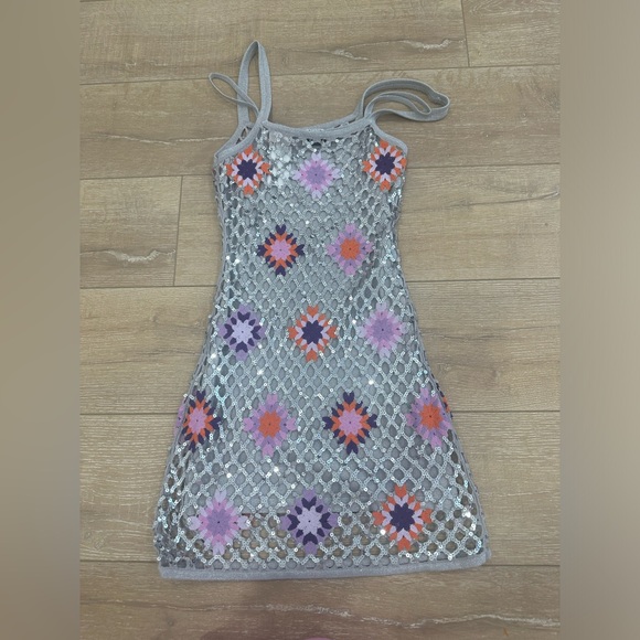 Sandro Silver Sequin Crotchet Dress - Picture 6 of 10